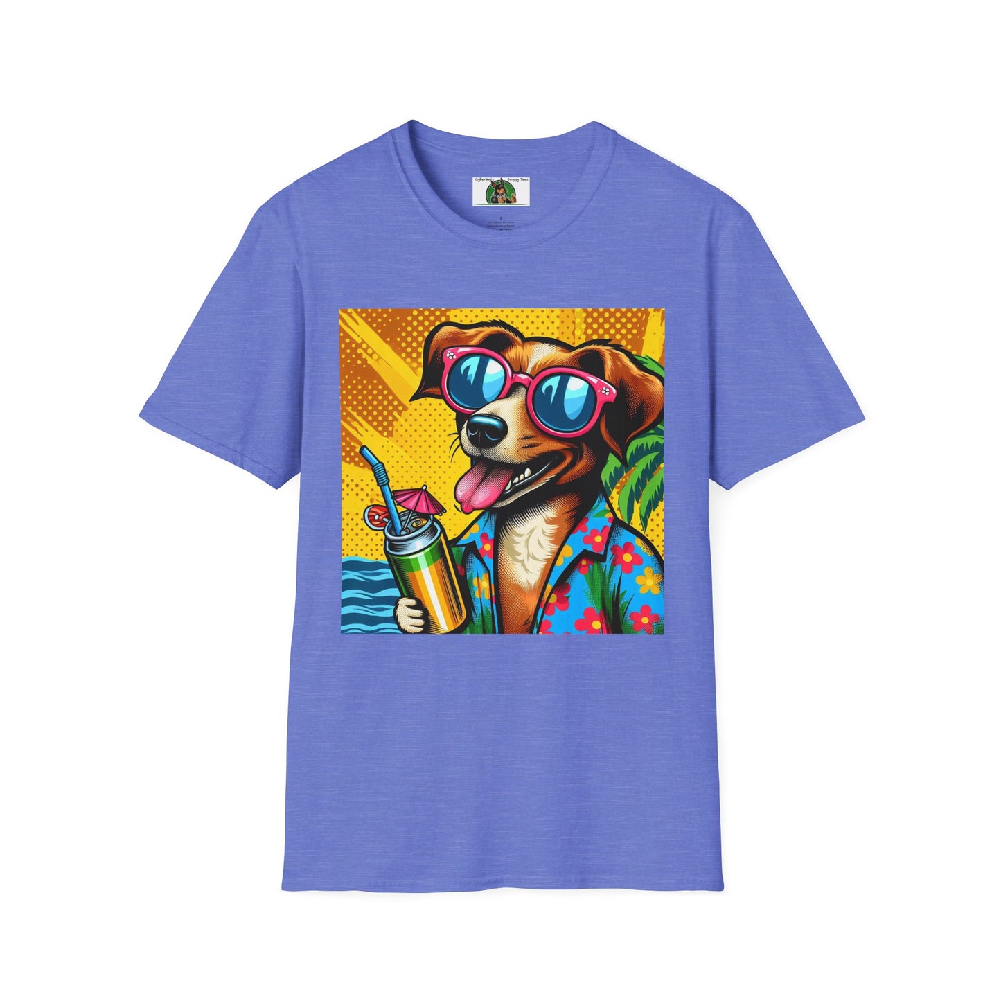 Wacky Surfer Dog T-Shirt Printify Heather Royal S 