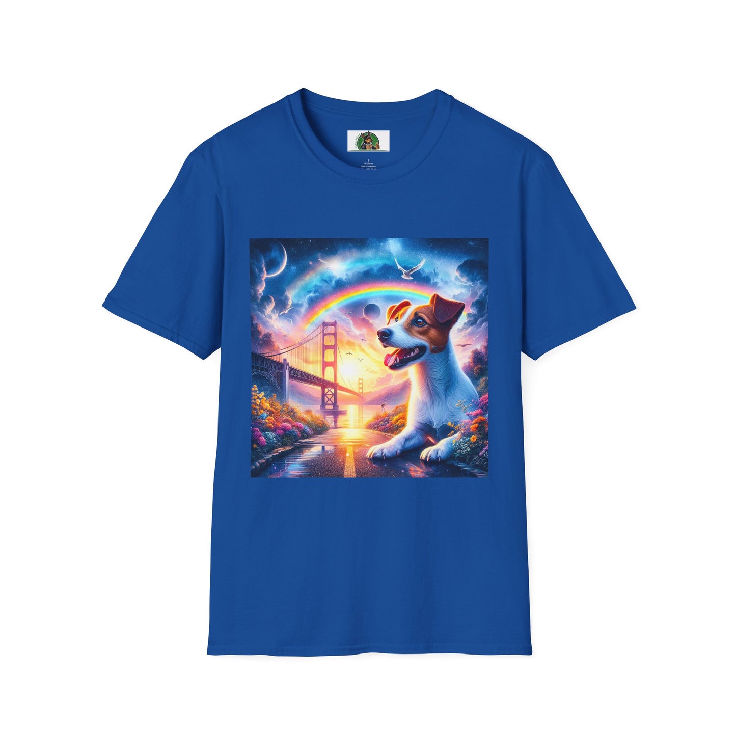 Jack Russell Moon And Dove Rainbow Bridge T-Shirt Printify S Royal