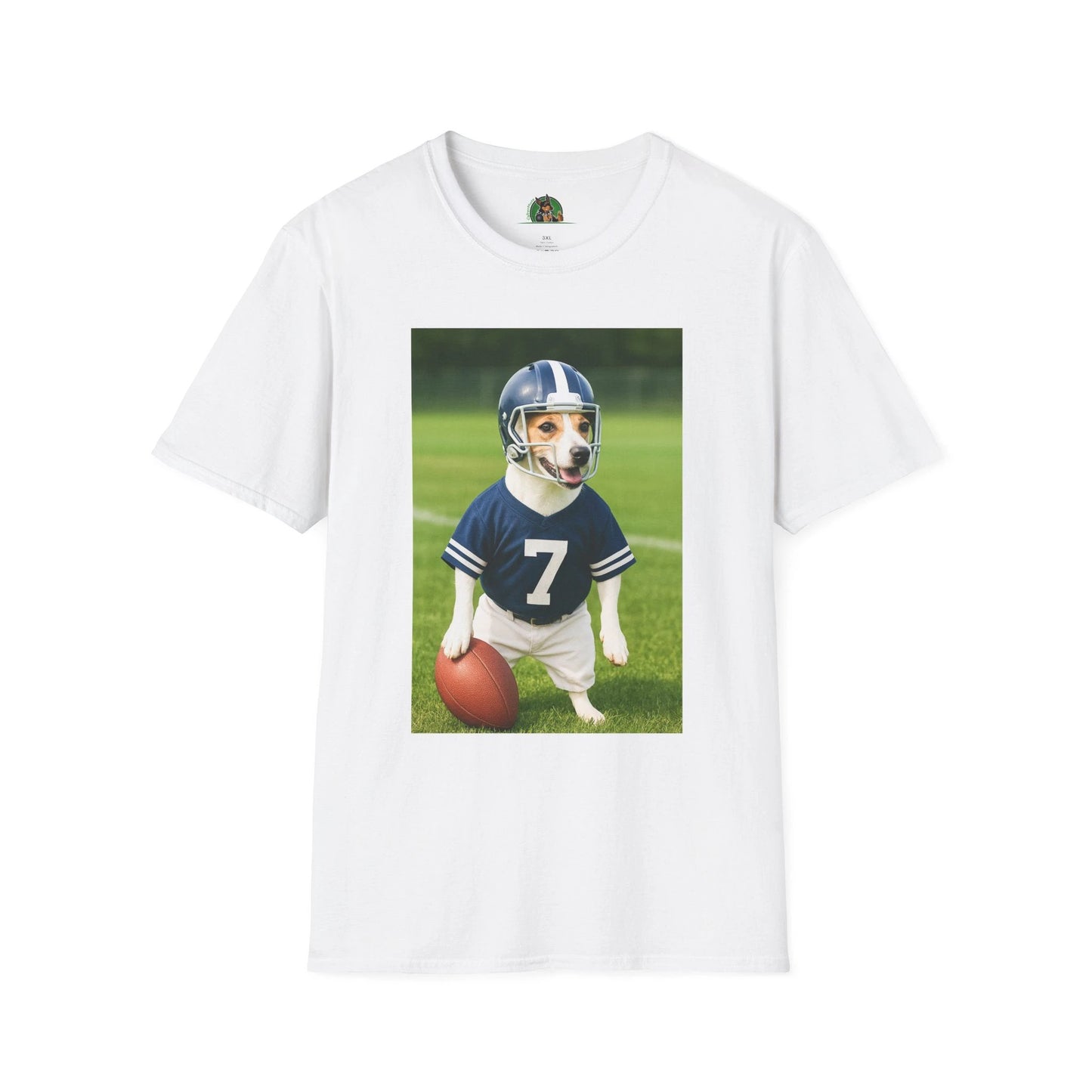 Jack Russell Football T-Shirt — Sports Dog Tee T-Shirt Printify White S