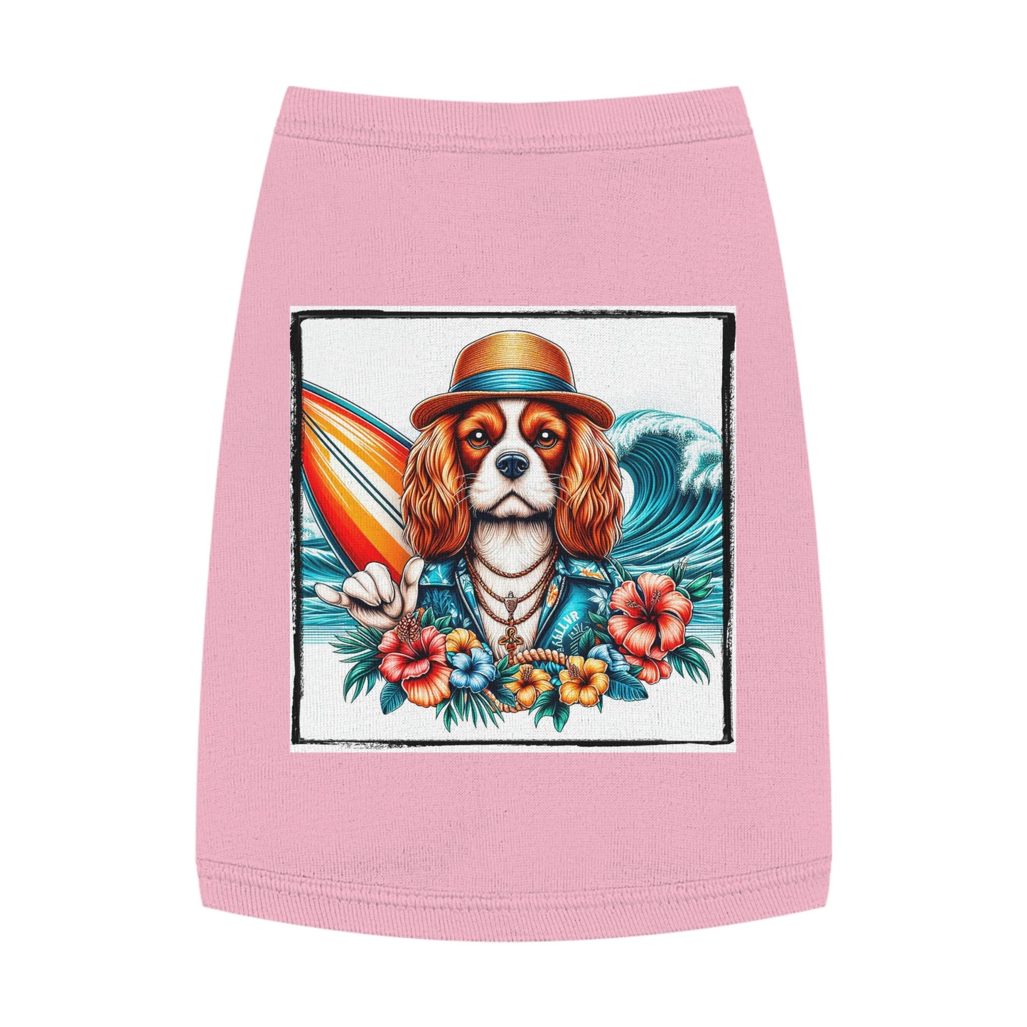 Pet Tank Top Cavalier King Charles Spaniel Hawaiian Surfer T Shirt Pets Printify M Pink