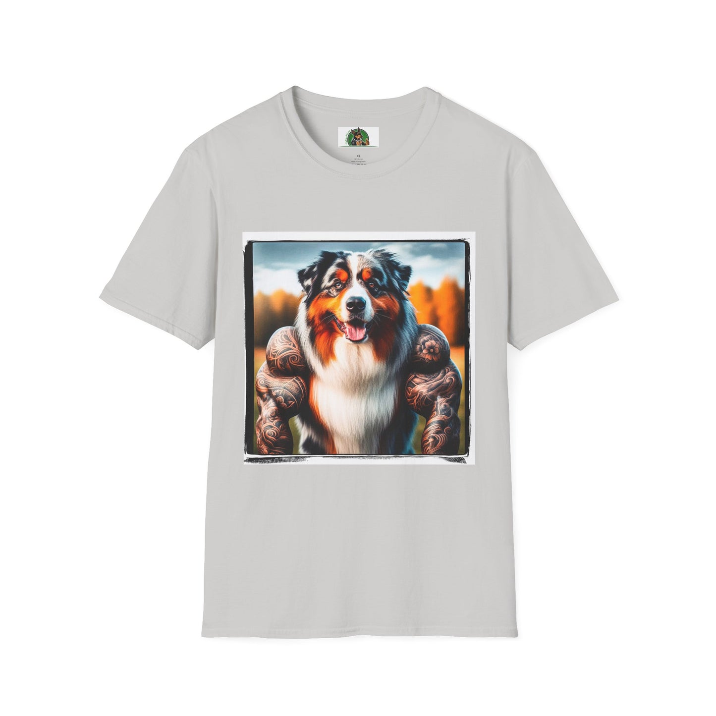 Australian Shepherd Muscle Dog T-Shirt Printify S Ice Grey