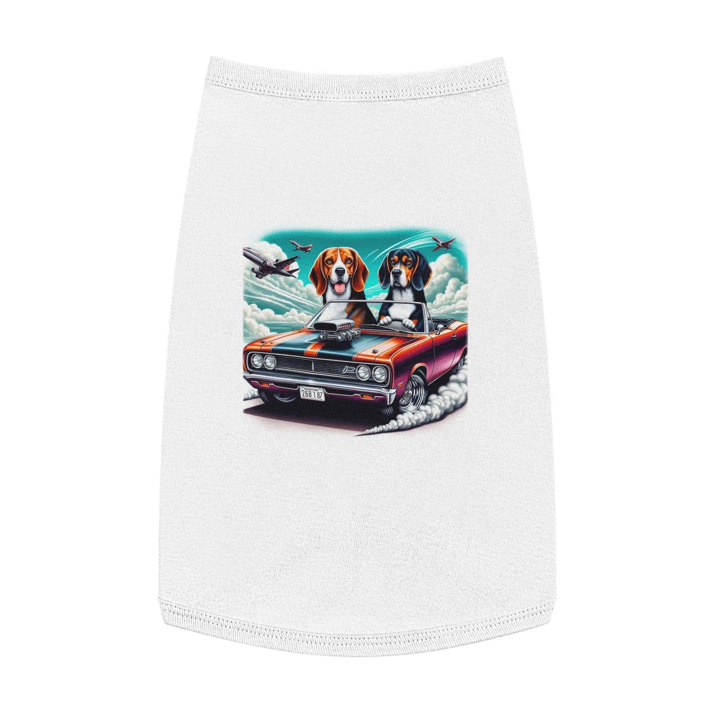 Pet Tank Top Wacky Beagle Dogs In Race Car Pets Printify L White 