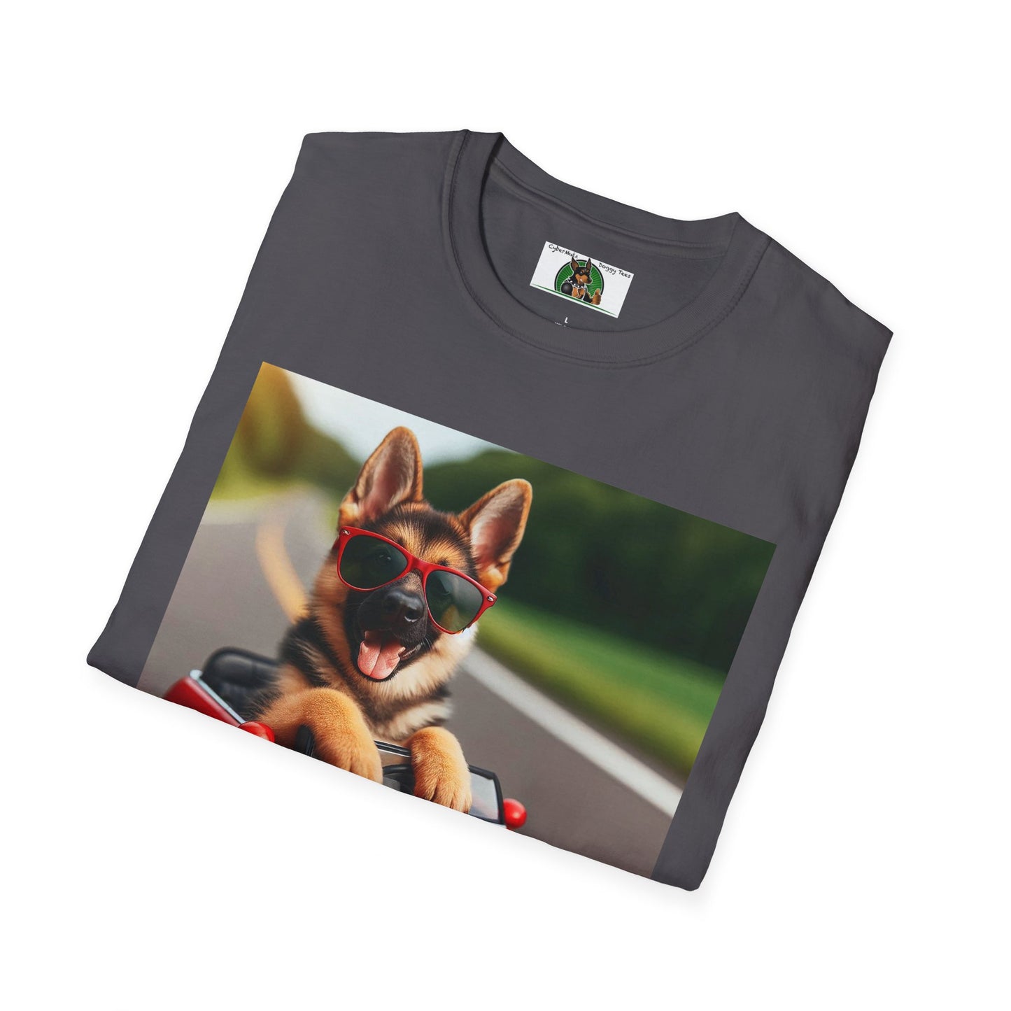 German Shepherd in a Wacky Little Car T-Shirt Printify   