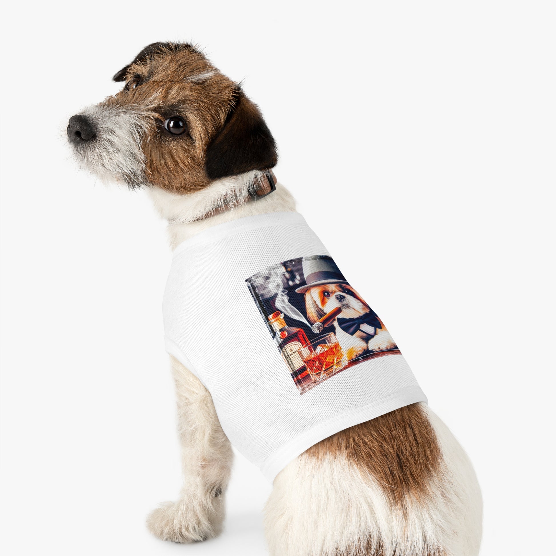 Pet Tank Top Shih Tzu whiskey drinking Pets Printify