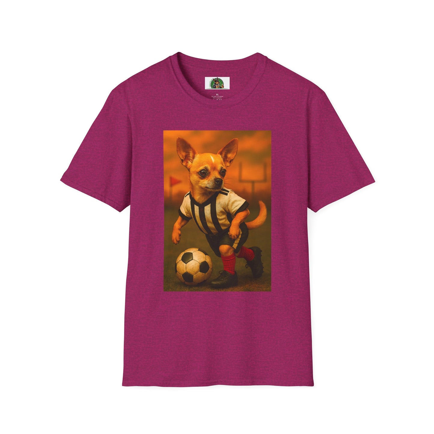 Chihuahua Soccer T-Shirt Sports T-Shirt Printify Antique Heliconia S