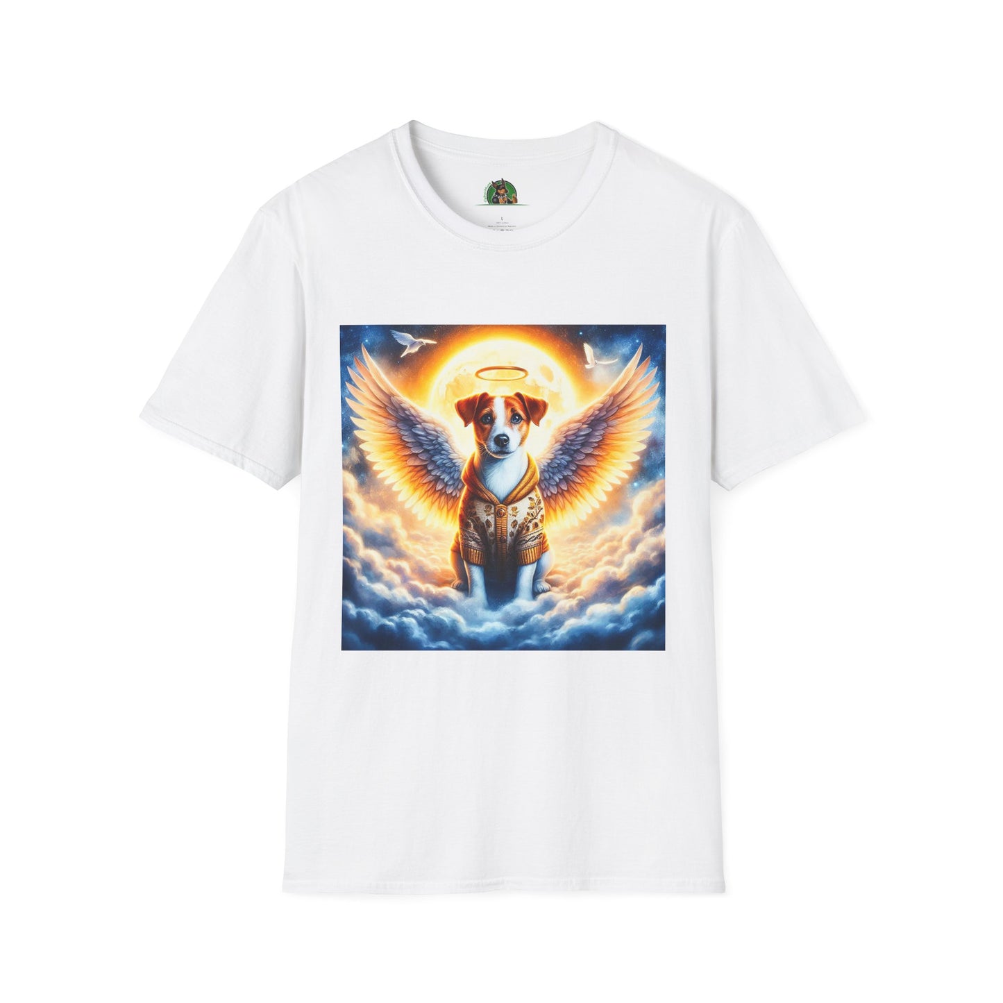 Jack Russell Golden Angel T-Shirt Printify S White 