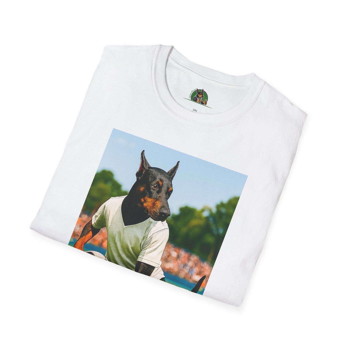 Soccer Doberman Sports T-Shirt T-Shirt Printify