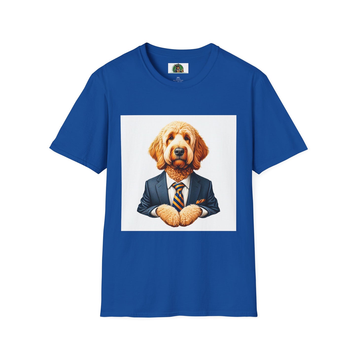 Golden Doodle sitting businessman T-Shirt Printify XS Royal