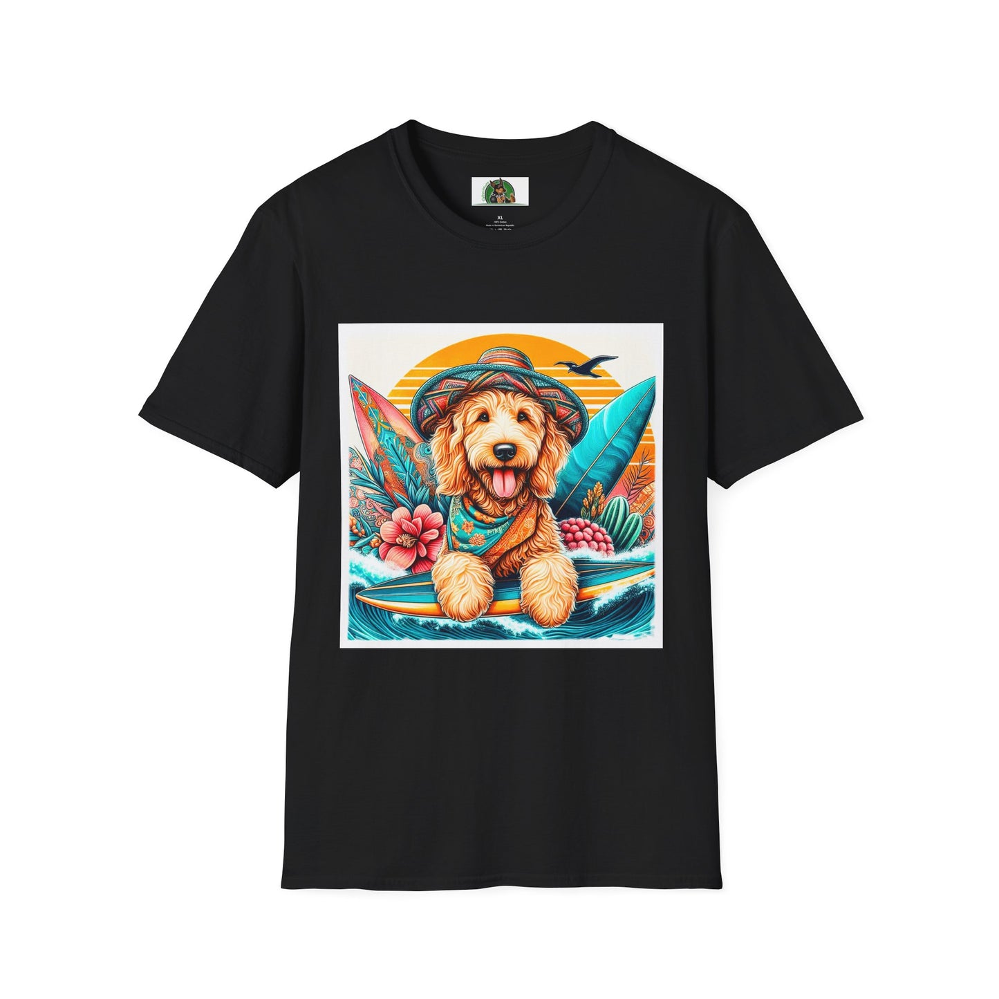 Golden Doodle blue waves shirt T-Shirt Printify XS Black