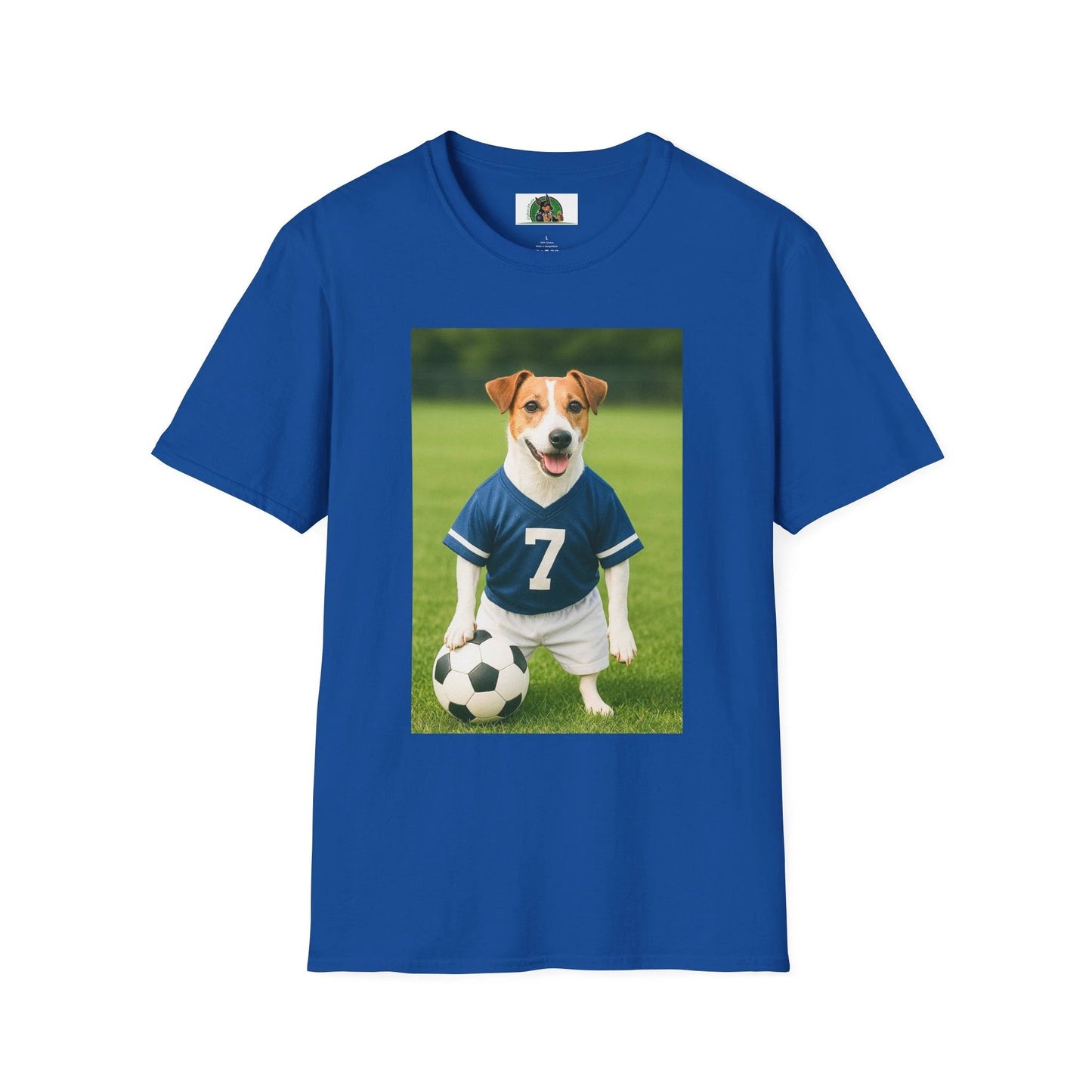 Jack Russell Soccer T-Shirt — Sports Dog Tee for Fans & Pet Lovers T-Shirt Printify Royal S