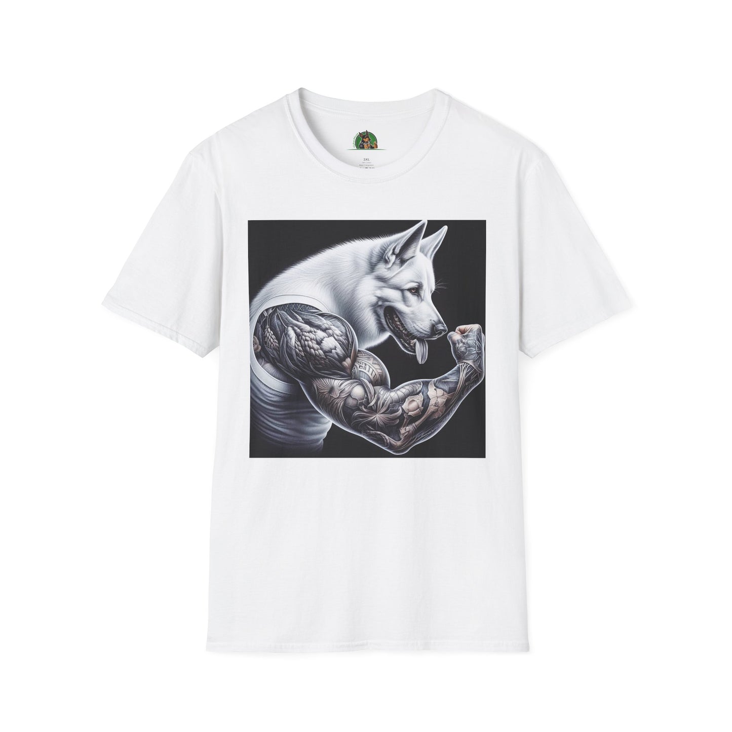 German Shepherd arm flexing shirt T-Shirt Printify White S