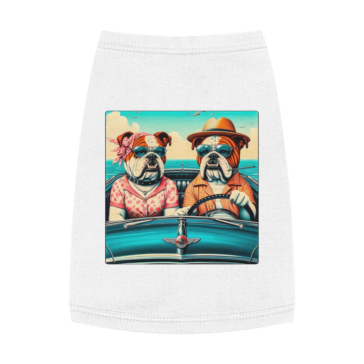 Wacky Pet Tank Top Bulldog vacationing couple t shirt Pets Printify