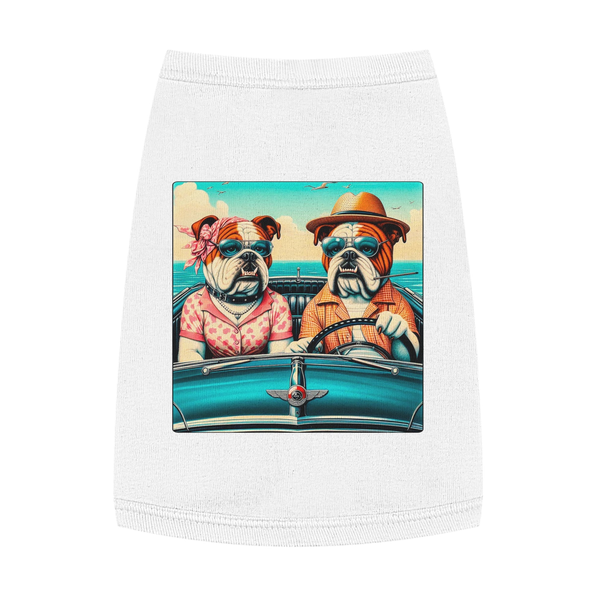 Wacky Pet Tank Top Bulldog vacationing couple t shirt Pets Printify