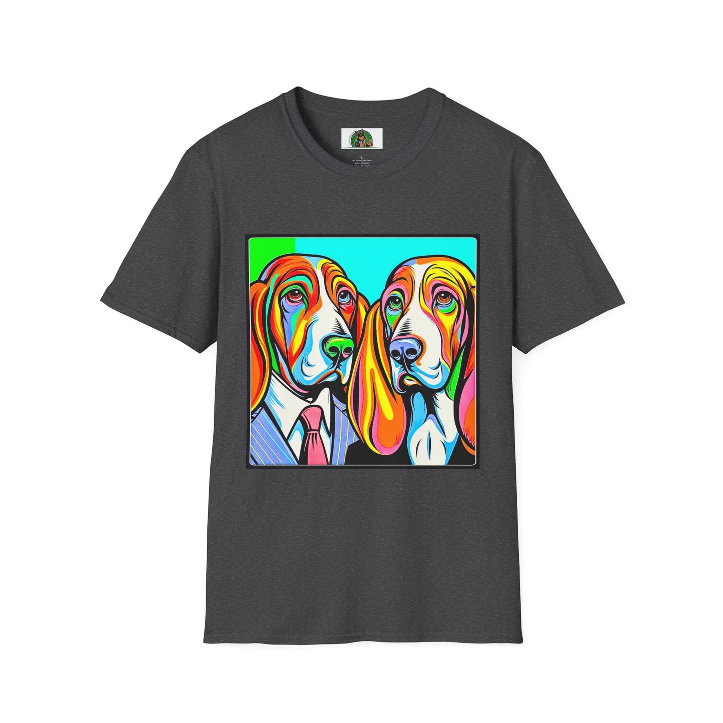 Basset Hound Couple Profile Pic T-Shirt Printify XS Dark Heather