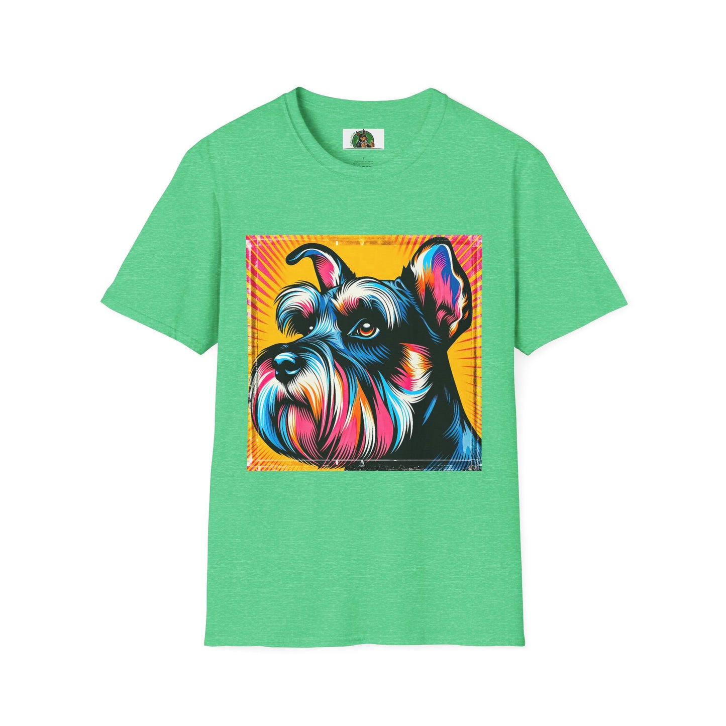 Schnauzer T-Shirt with Miniature Schnauzer Design T-Shirt Printify S Heather Irish Green 