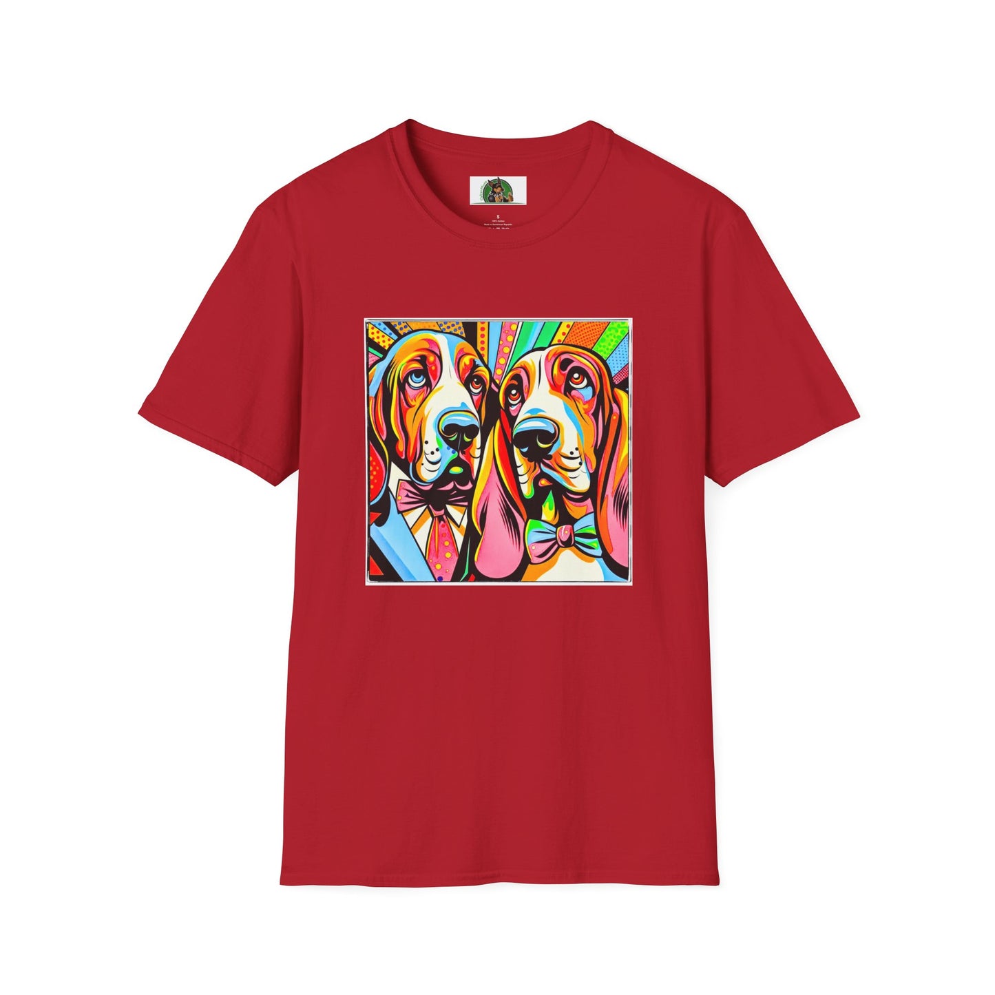 Basset Hound Boys Pop Art Pic T-Shirt Printify S Cherry Red 