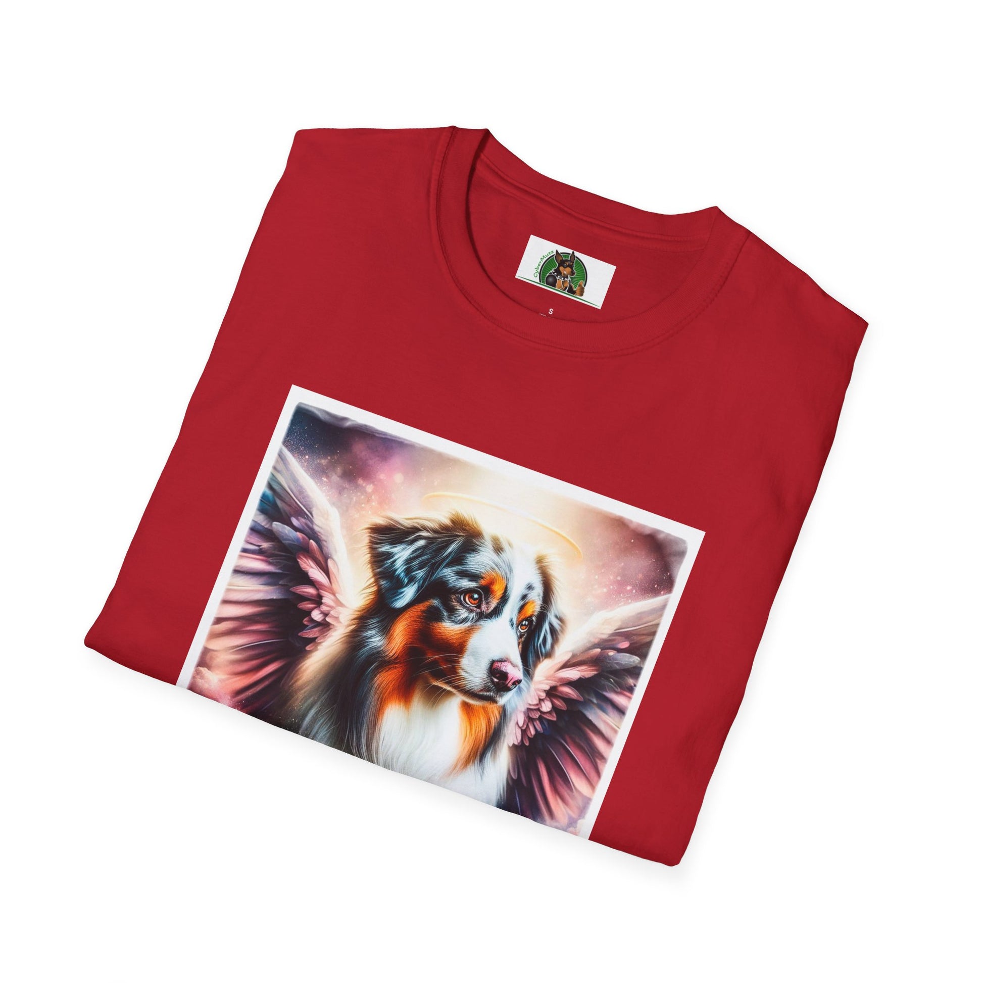 Australian Shepherd Pink Angel Wings T-Shirt Printify   