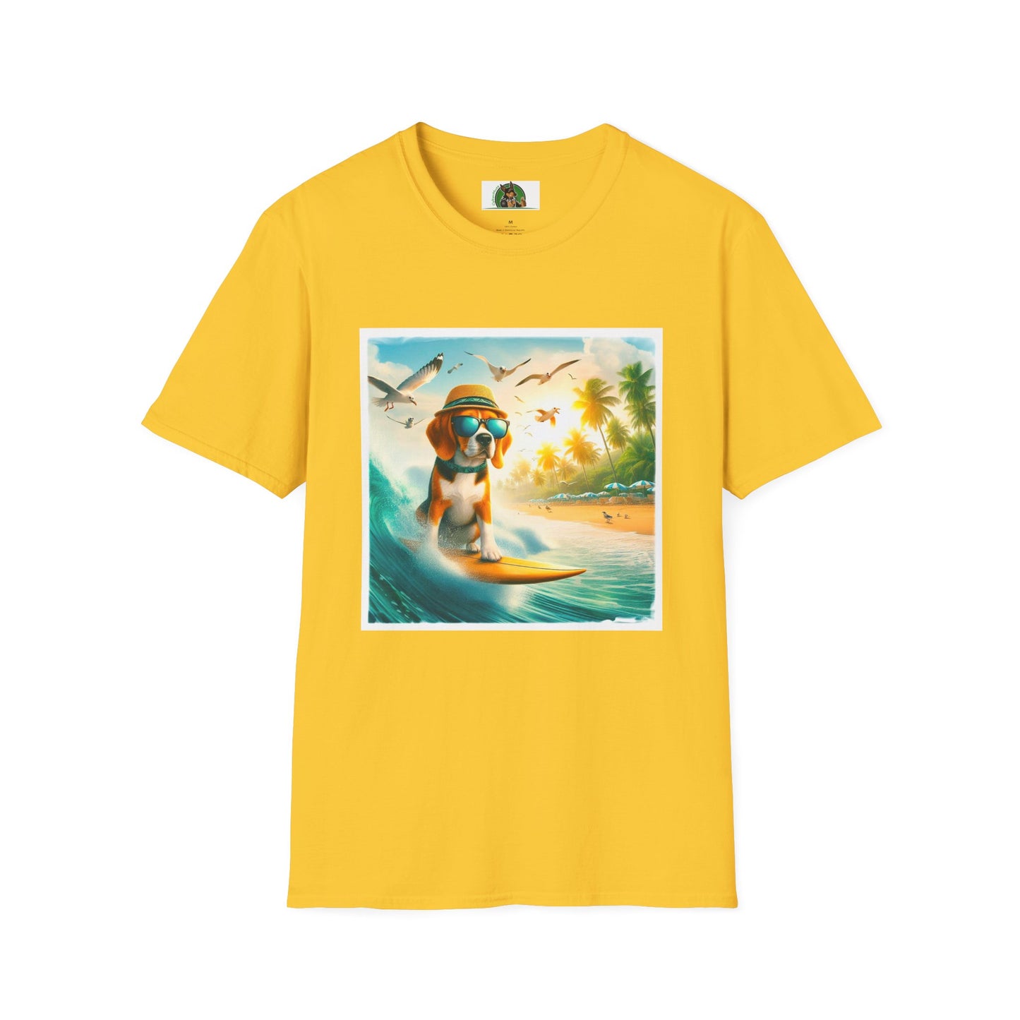 Beagle Surfing Wearing Hat And Shades T-Shirt Printify S Daisy 