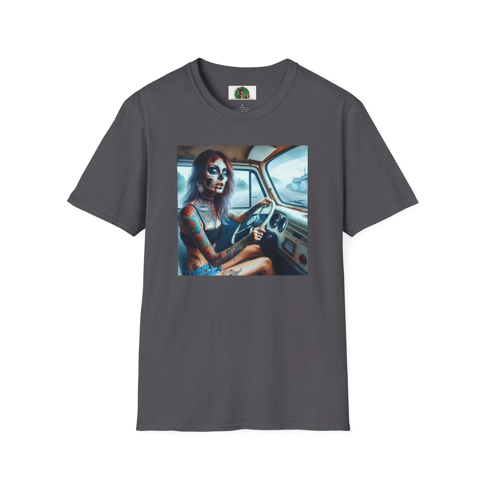 Zombie Girl T-Shirt Printify S Charcoal