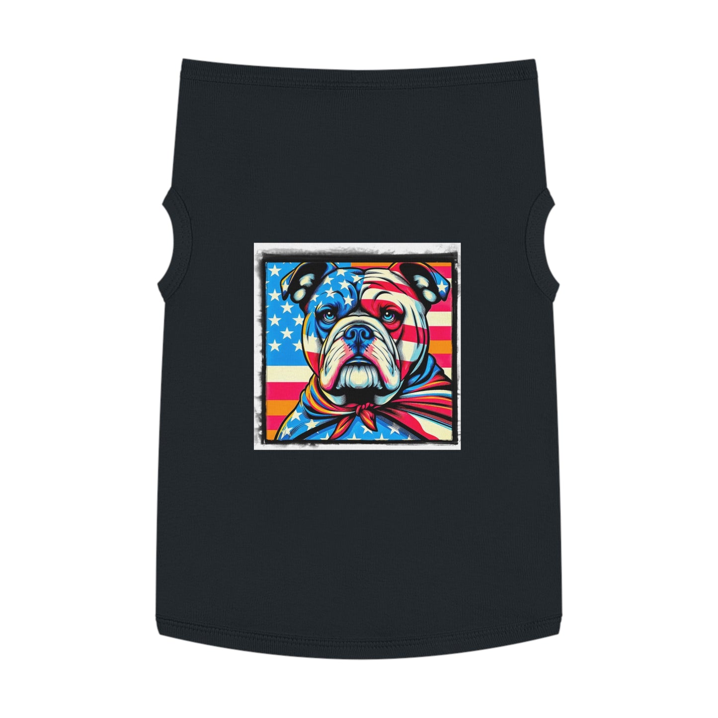 Pet Tank Top Bulldog american flag t shirt Pets Printify