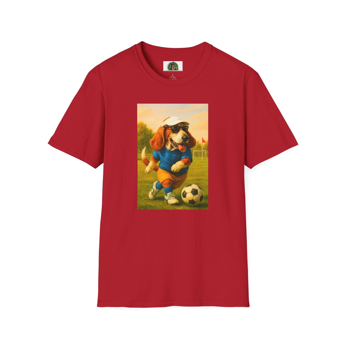 Sports Soccer Bassett Hound T-Shirt T-Shirt Printify Cherry Red S