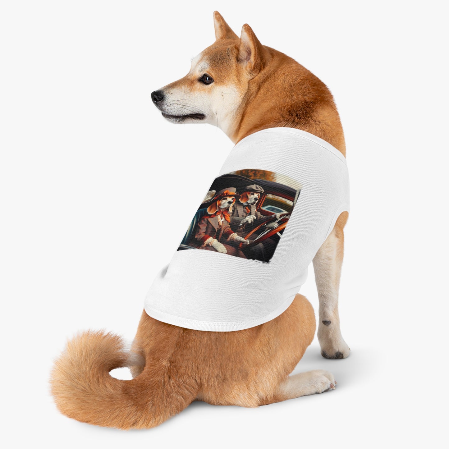 Pet Tank Top Wacky Beagle Dog Couple In Old Car Pets Printify   