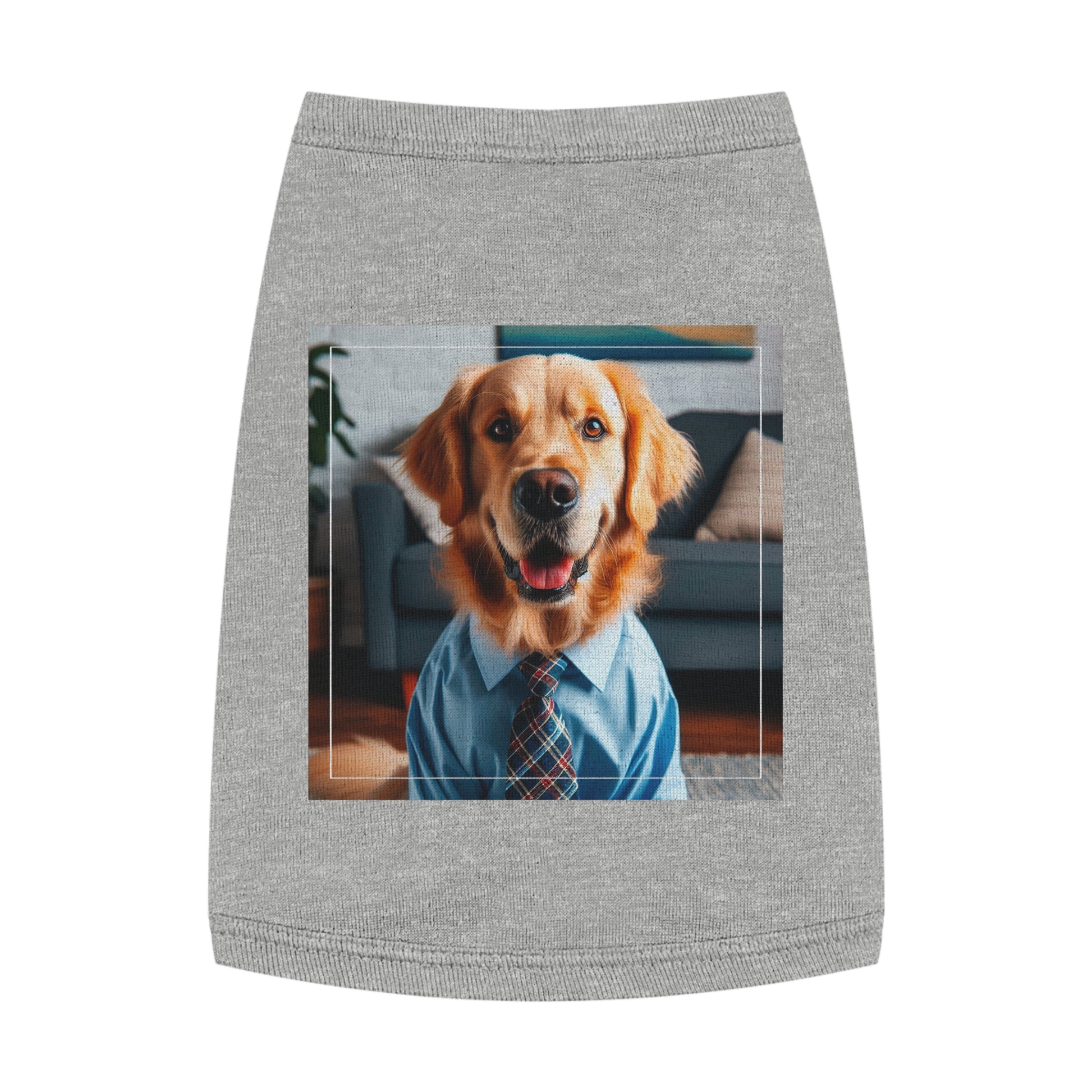 Golden Retriever suit and tie tsnk top Pets Printify M Heather
