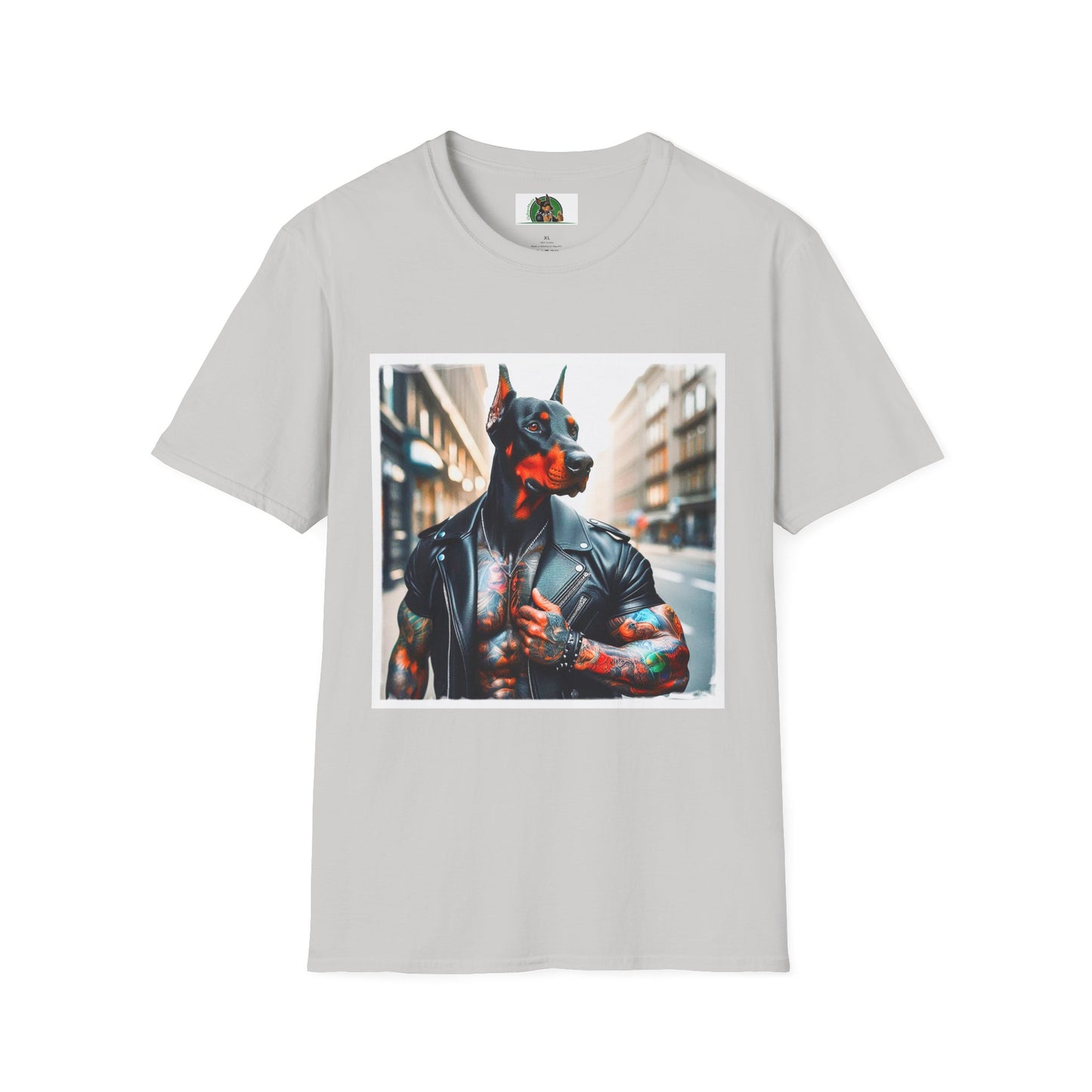 Doberman tough guy t shirt T-Shirt Printify S Ice Grey