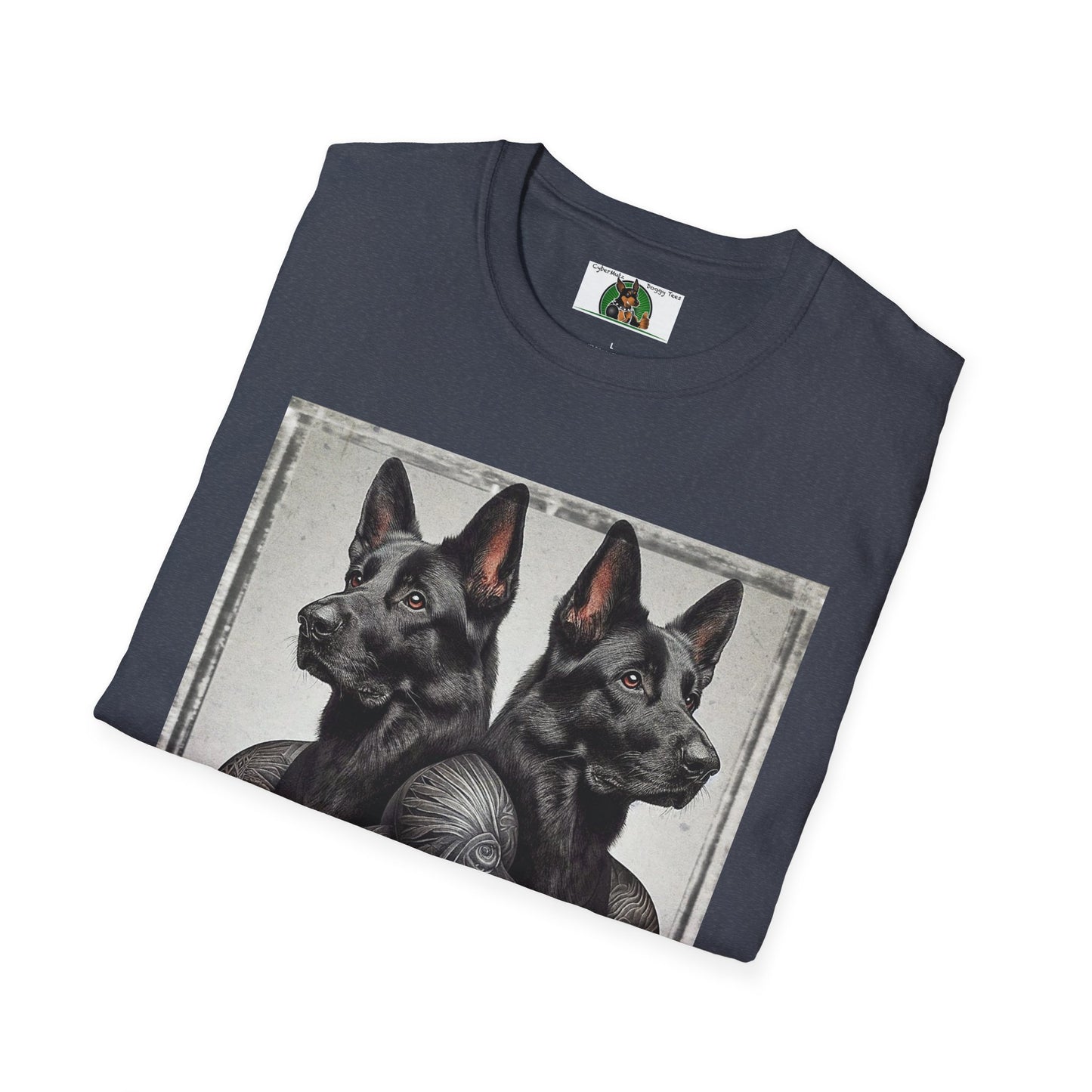 Muscle Twins Black German Shepherds Unisex Softstyle T-Shirt