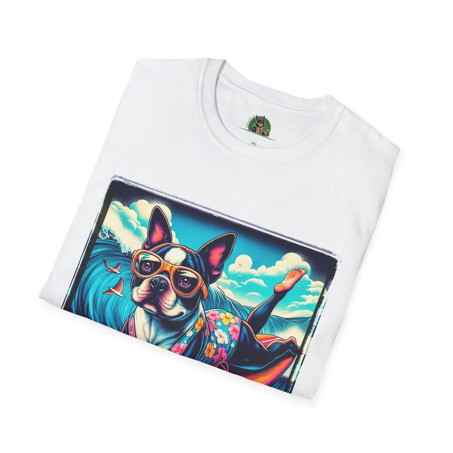 Boston Terrier Surfer Girl Shirt T-Shirt Printify   