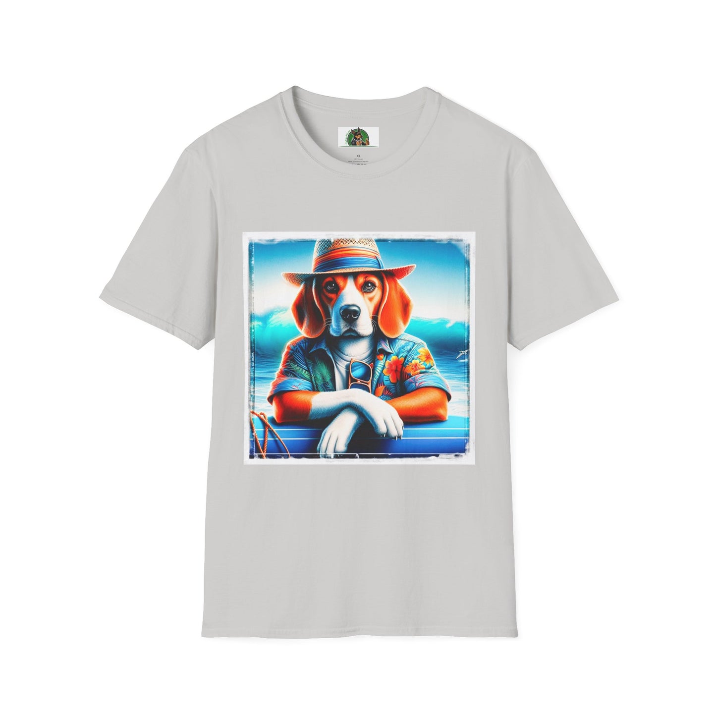 Beagle Wearing Summer Shirt And Hat T-Shirt Printify S Ice Grey 