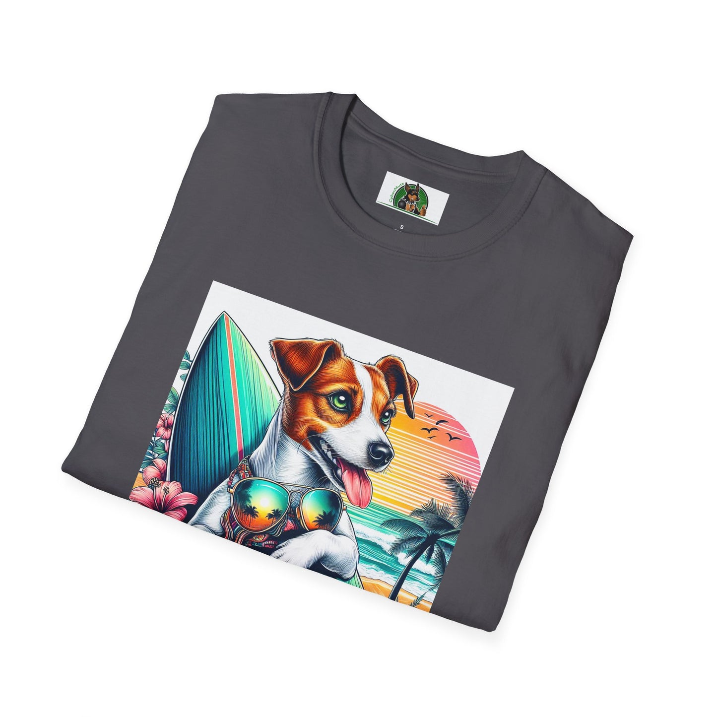 Jack Russell Sunset Surfer T-Shirt Printify