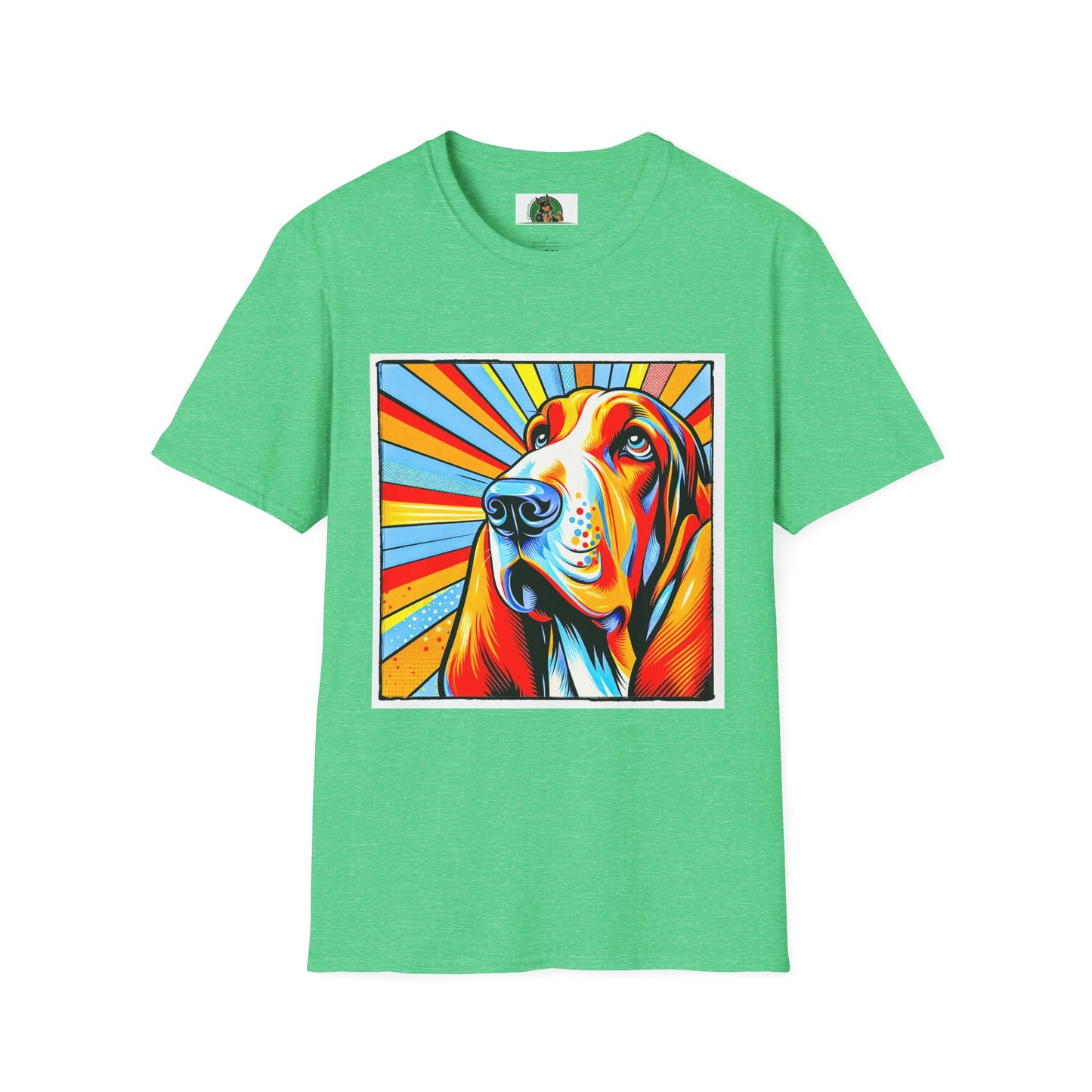 Basset Hound Pop Art Shirt T-Shirt Printify S Heather Irish Green 