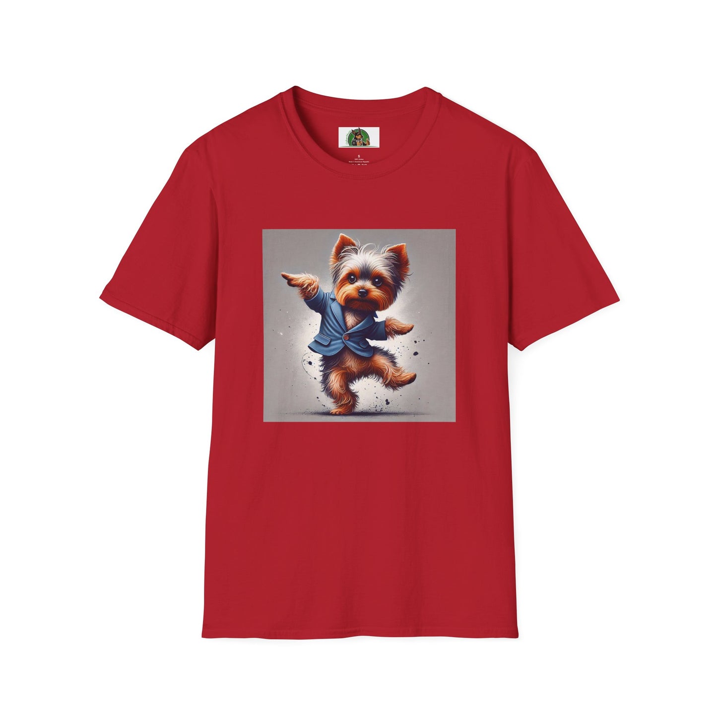 Yorkie Dancing T-Shirt T-Shirt Printify S Cherry Red