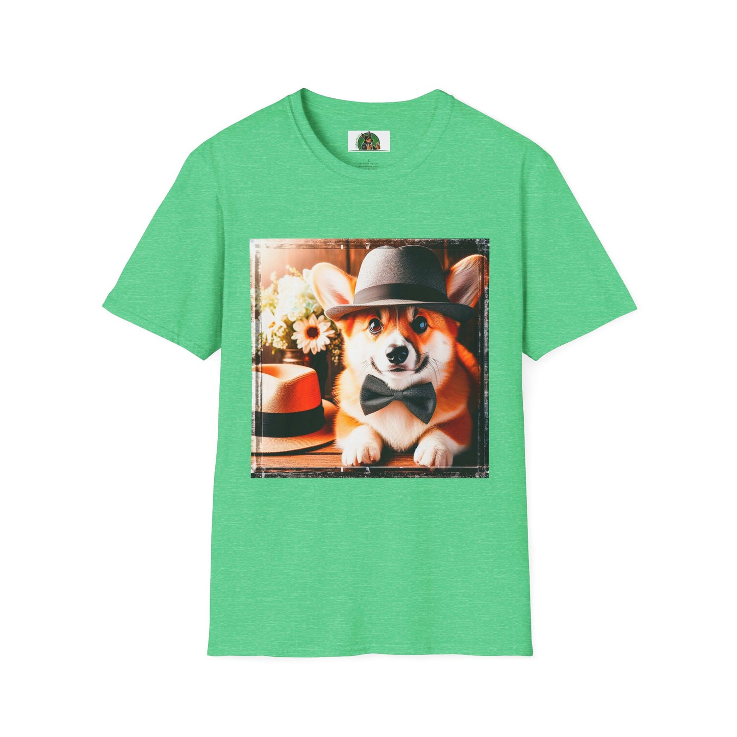 Pembroke Welsh Corgi top hat shirt T-Shirt Printify S Heather Irish Green