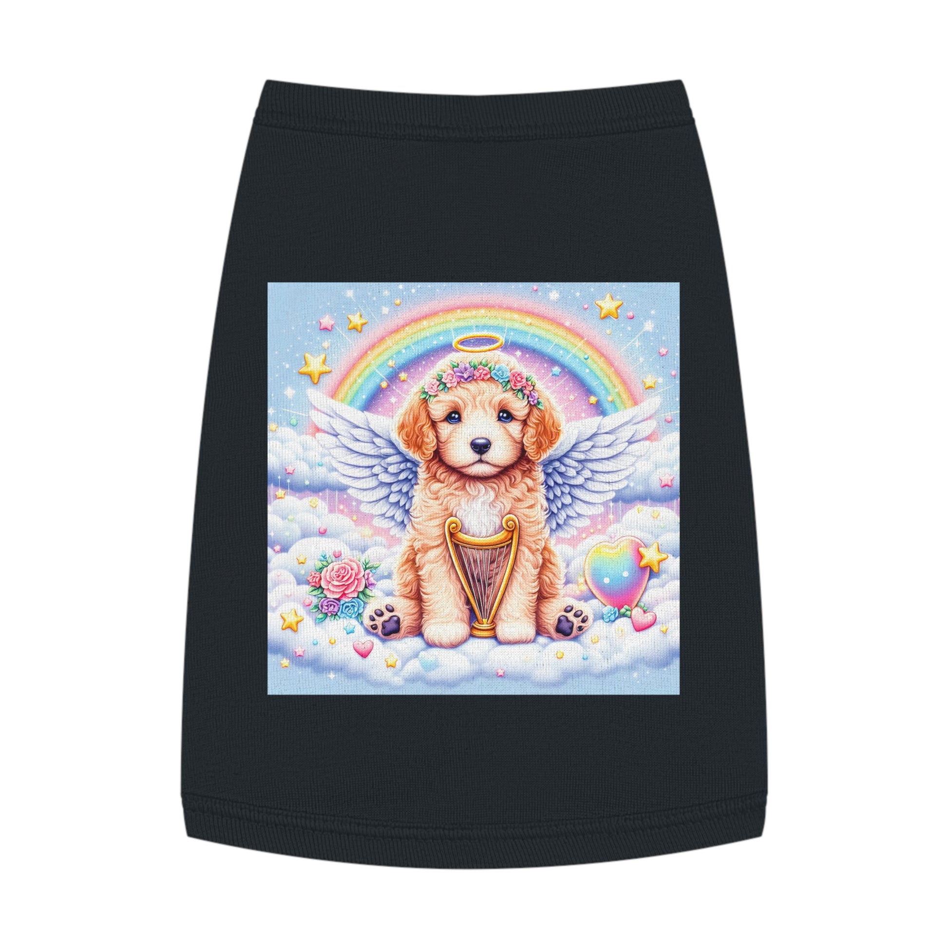 Pet Tank Golden Doodle baby Angel shirt Pets Printify M Black