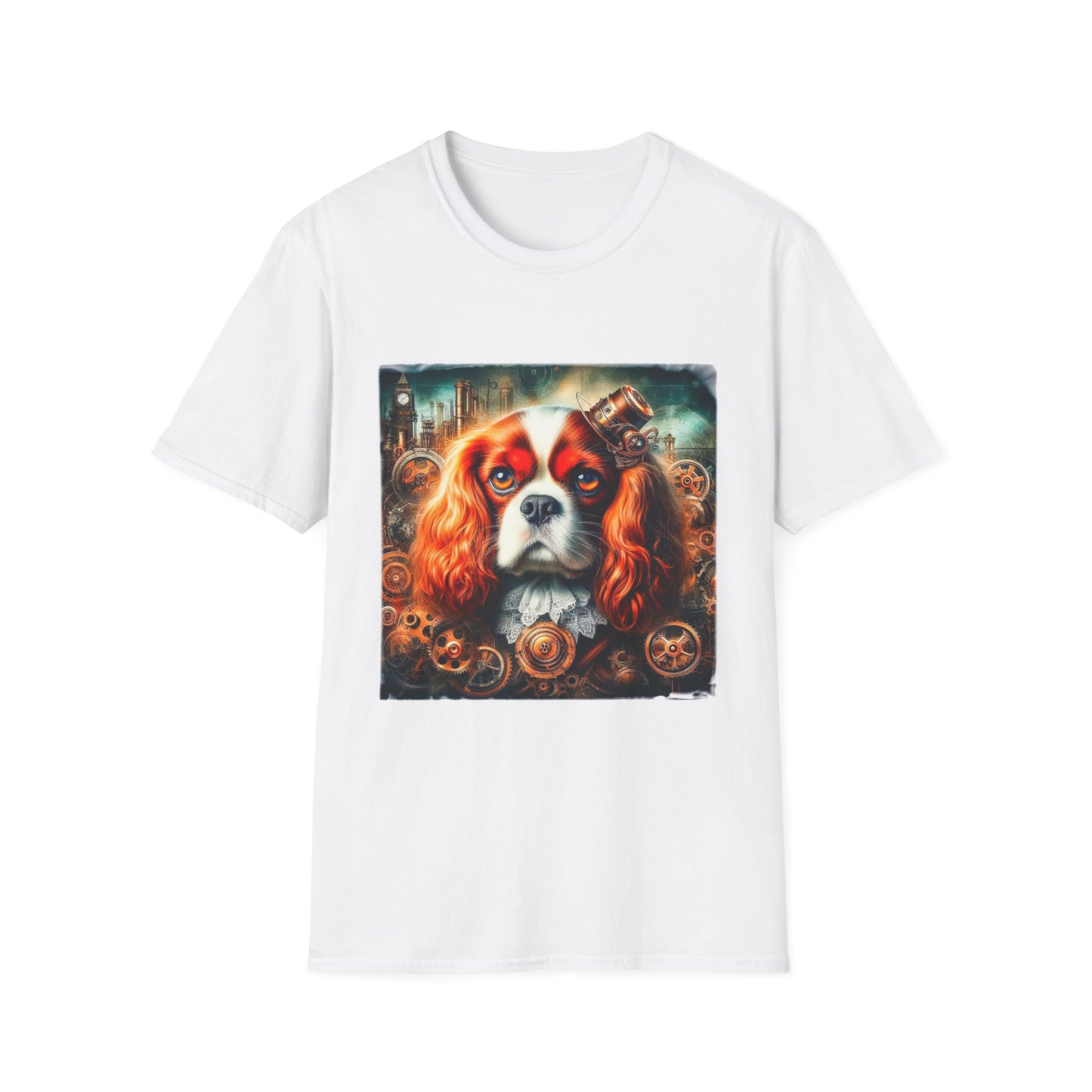 Cavalier King Charles Spaniel Steampunk Dog T-Shirt T-Shirt Printify S White