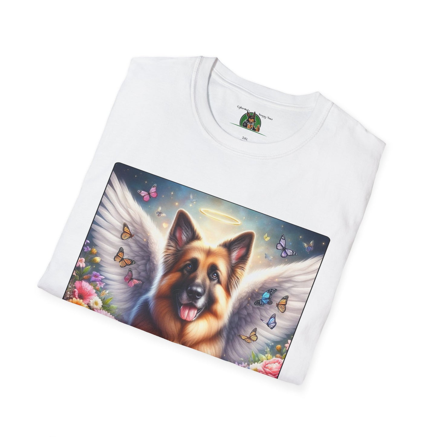 German Shepherd Dog "Rainbow Bridge" Unisex Softstyle T-Shirt T-Shirt Printify