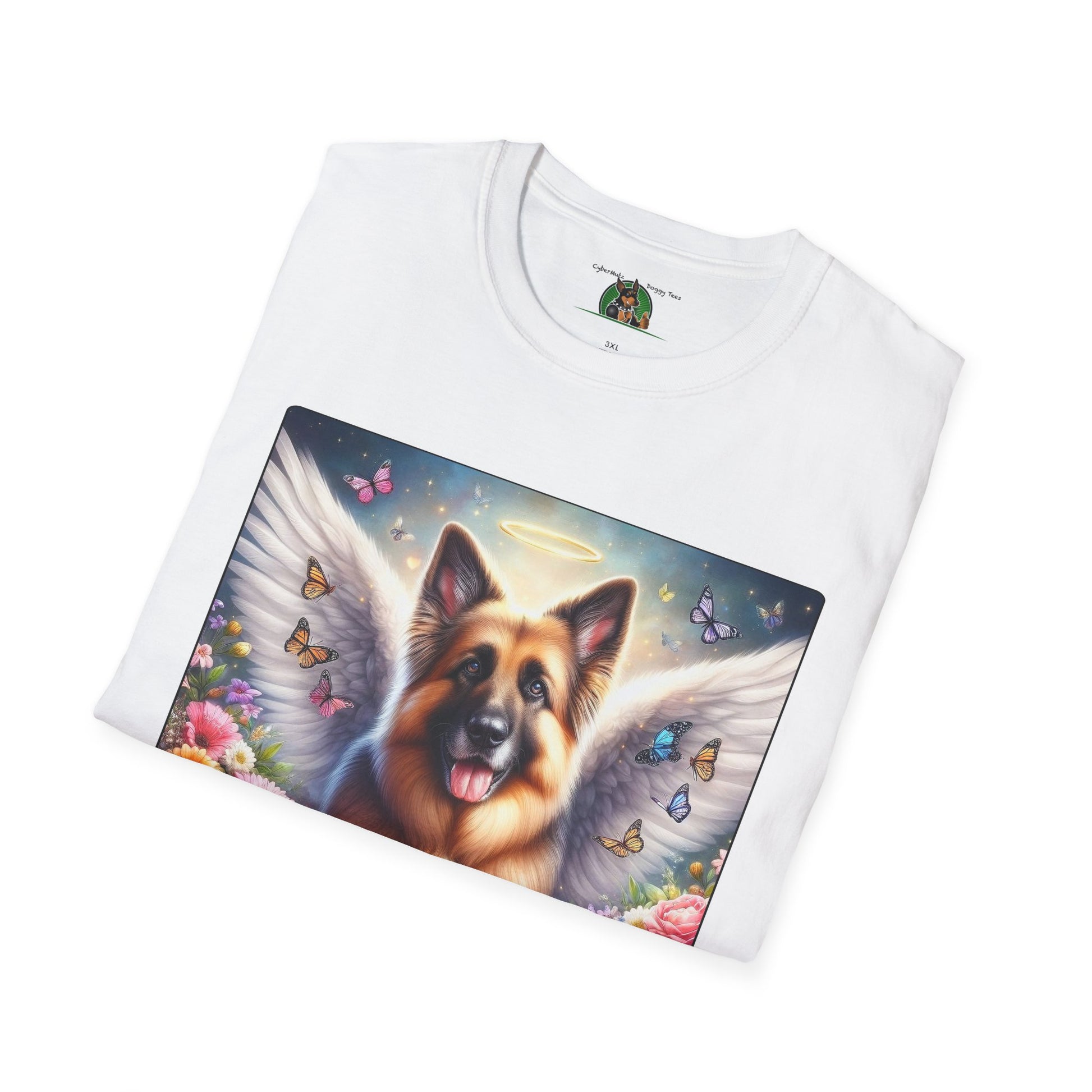 German Shepherd Dog "Rainbow Bridge" Unisex Softstyle T-Shirt T-Shirt Printify
