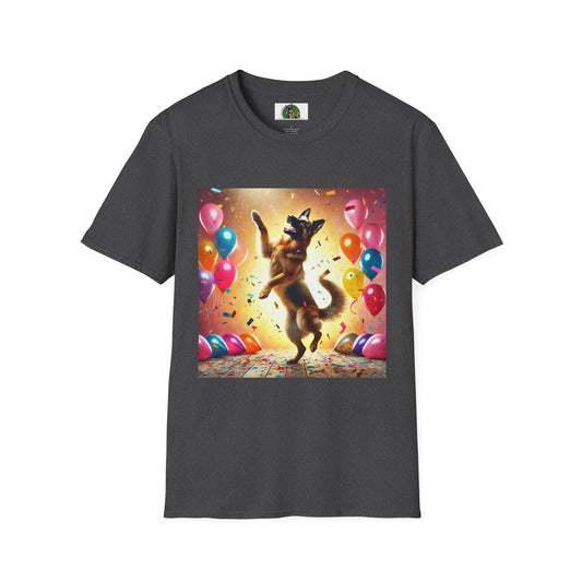 Dancing German Shepherd T-Shirt T-Shirt Printify XS Dark Heather