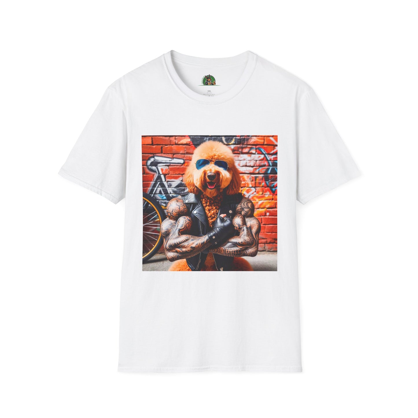 Golden Doodle tough guy muscles t shirt T-Shirt Printify XS White
