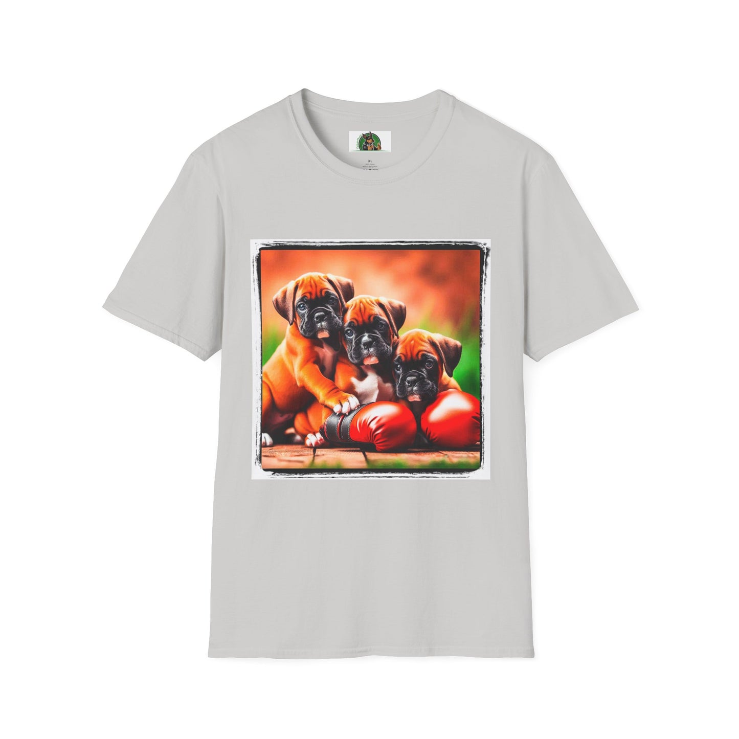 Boxer Puppy Dogs TShirt T-Shirt Printify S Ice Grey