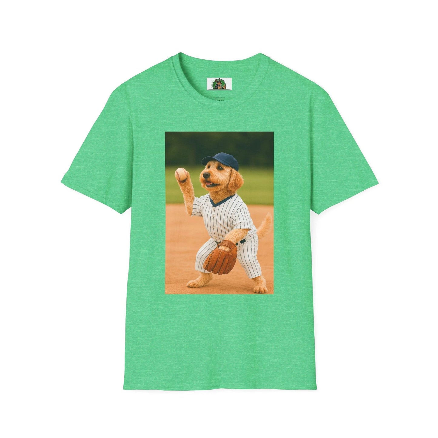 Sports Golden doodle Playing Baseball T-Shirt T-Shirt Printify Heather Irish Green S