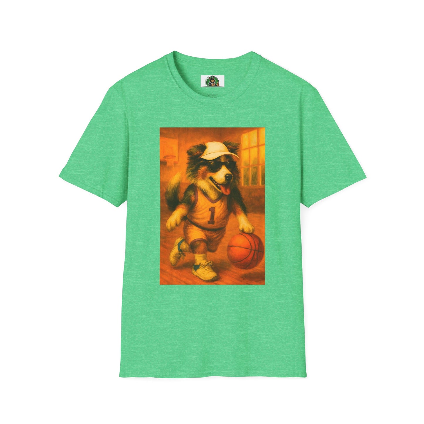 Sports Basketball Australian Shepherd T-Shirt T-Shirt Printify Heather Irish Green S