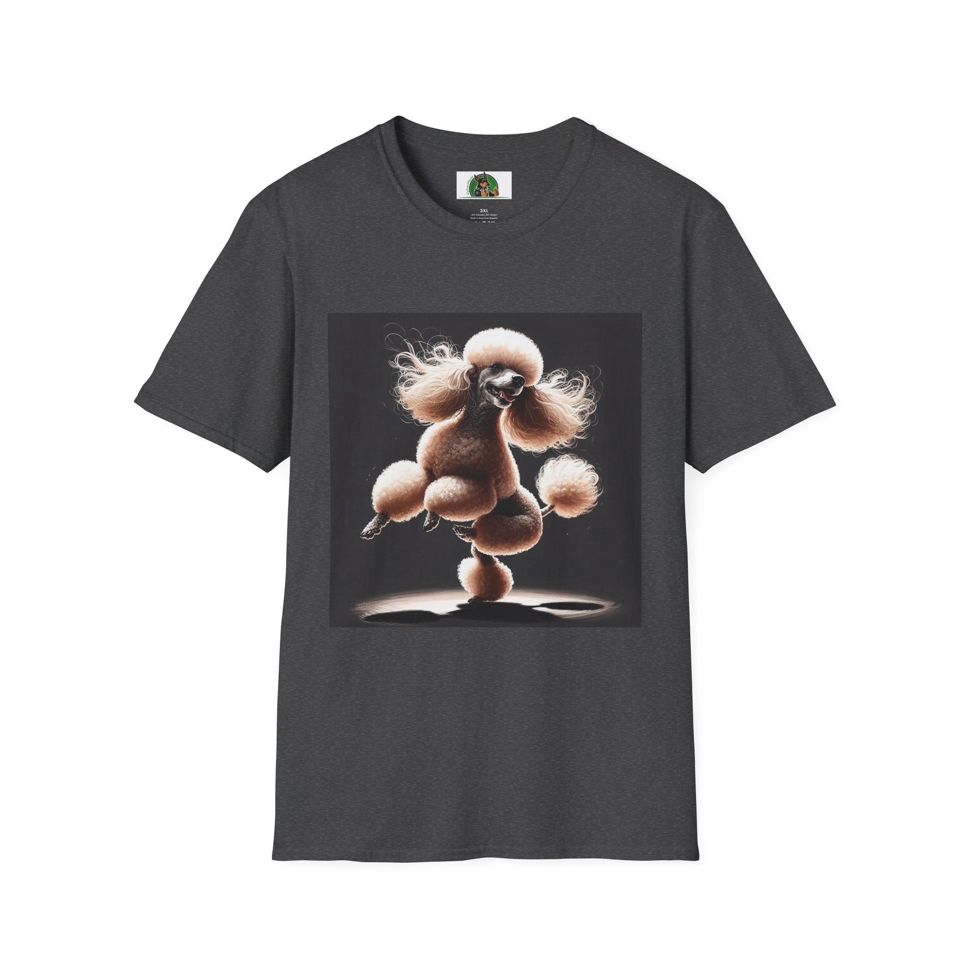 Dancing Poodle T-Shirt - Fun and Playful Animal Lover Top T-Shirt Printify XS Dark Heather