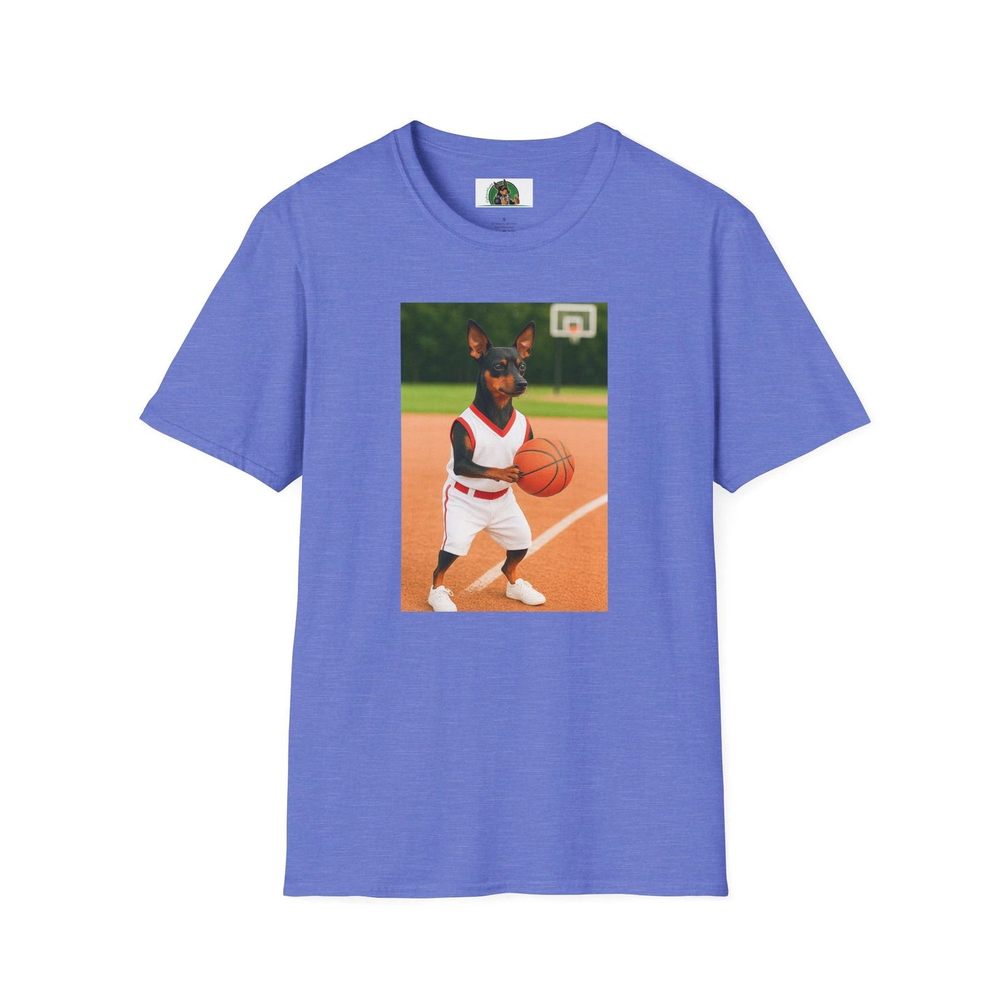 Miniature Pinscher (Min Pin) Basketball T-Shirt — Dog Lover Sports Tee T-Shirt Printify Heather Royal S