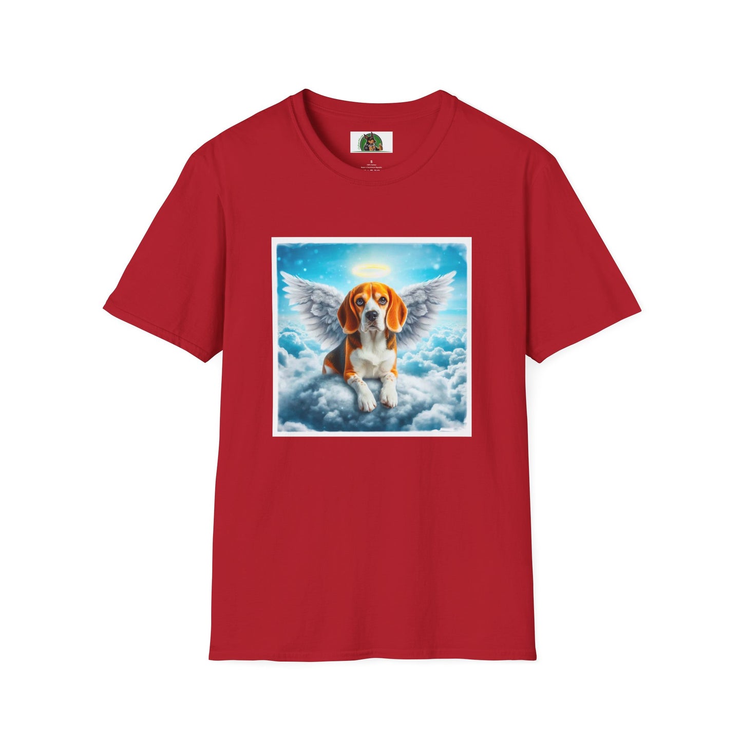 Beagle Angel in Cloud T-Shirt Printify S Cherry Red 