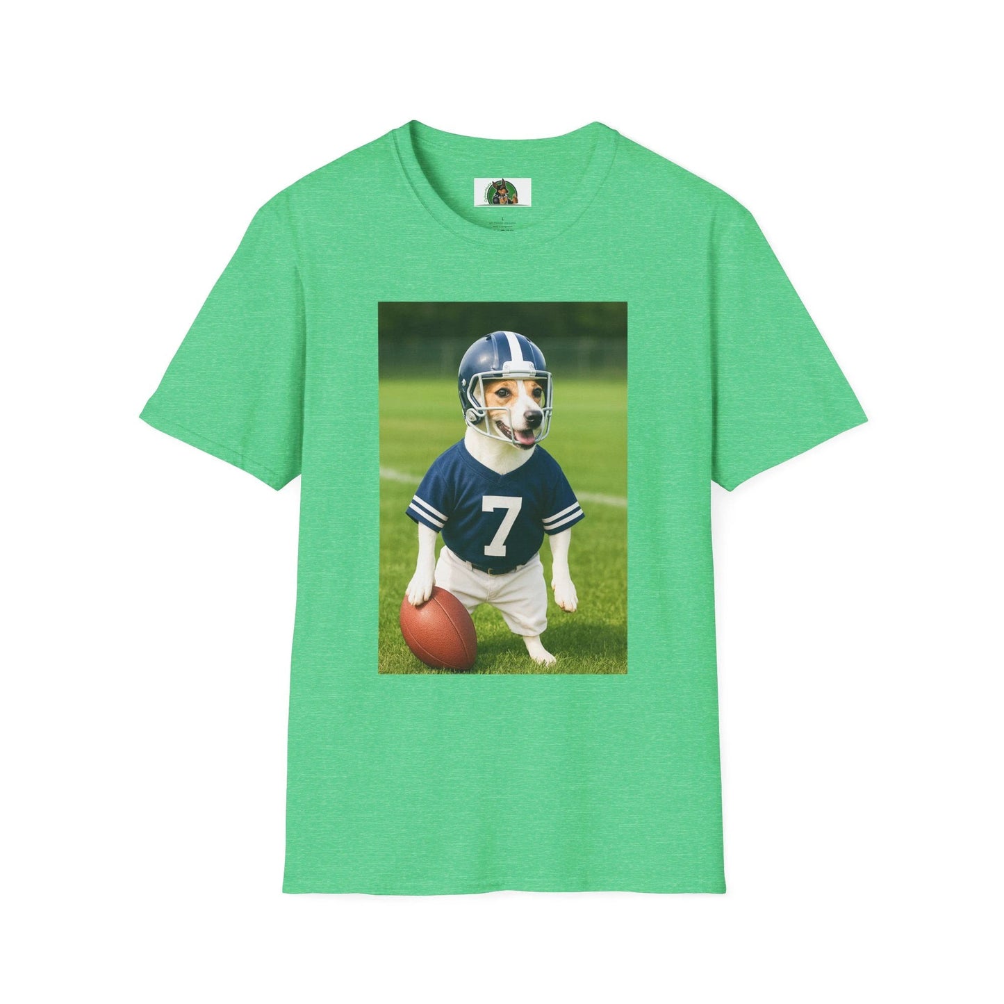 Jack Russell Football T-Shirt — Sports Dog Tee T-Shirt Printify Heather Irish Green S