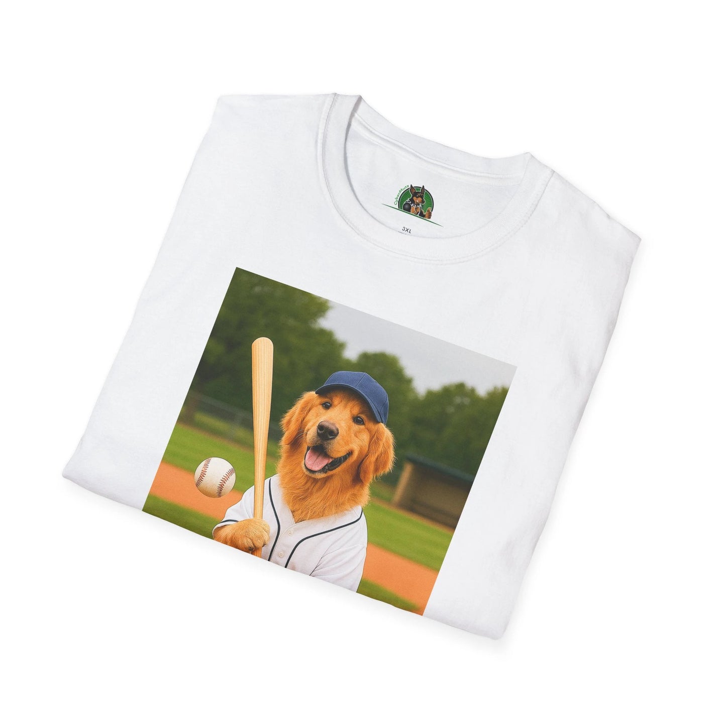 Golden Retriever Baseball T-Shirt — Sports Dog Playing Baseball Shirt T-Shirt Printify