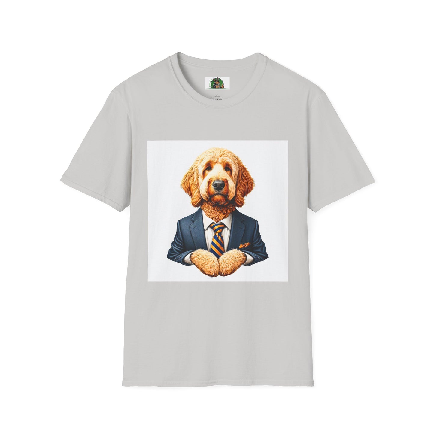 Golden Doodle sitting businessman T-Shirt Printify S Ice Grey